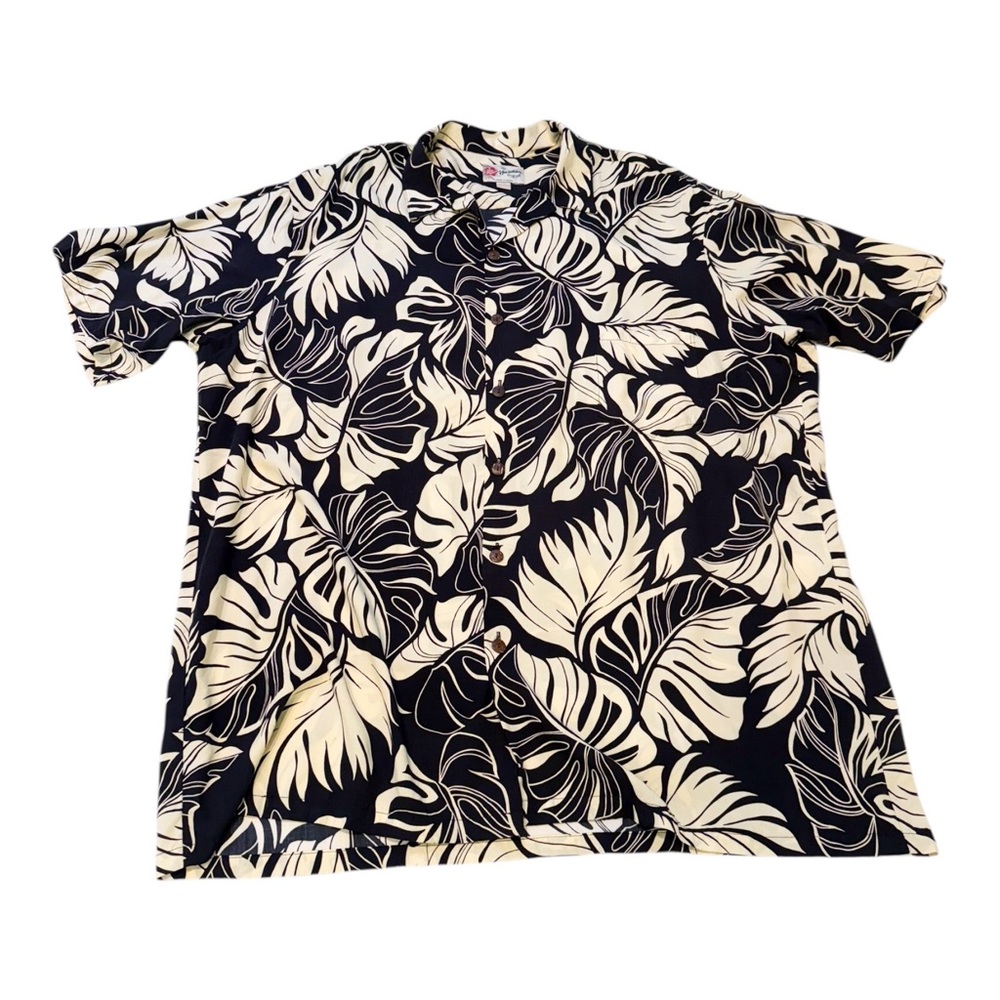 Hilo & Hattie’s Hawaiian Original Palm Leaves 100% Rayan Collard Shirt